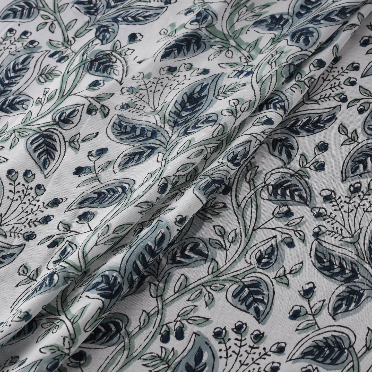 Sanganeri Floral Hand Block Print Modal Silk Fabric 07