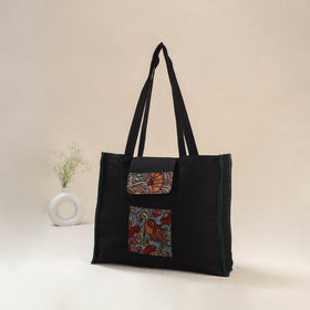 Black - Srikalahasti Handpainted Kalamkari Shoulder Bag 53