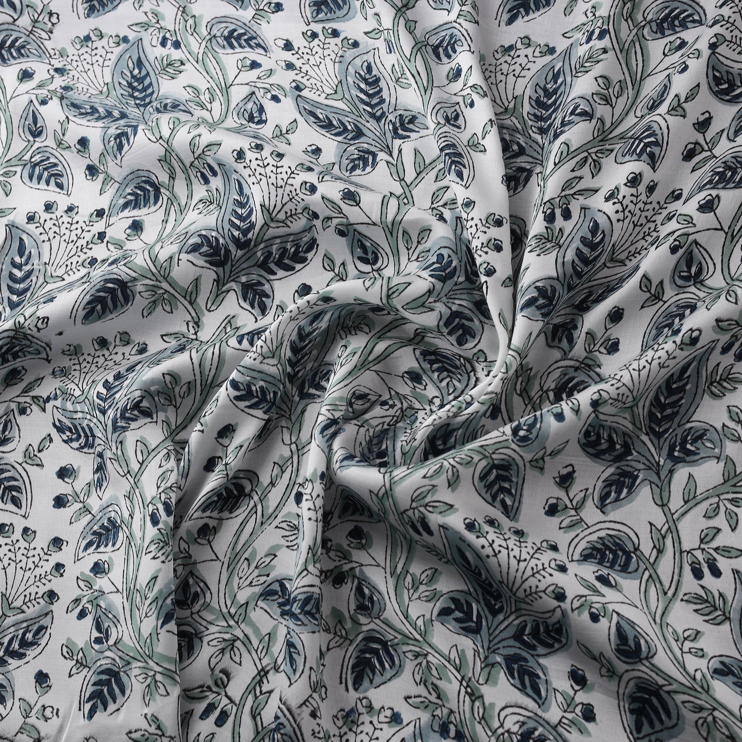 Sanganeri Floral Hand Block Print Modal Silk Fabric 07