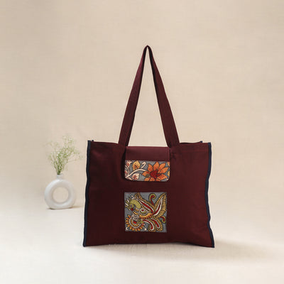 Maroon - Srikalahasti Handpainted Kalamkari Shoulder Bag 54