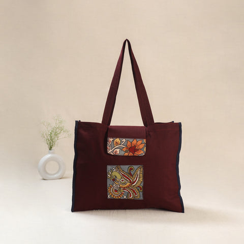 Maroon - Srikalahasti Handpainted Kalamkari Shoulder Bag 54