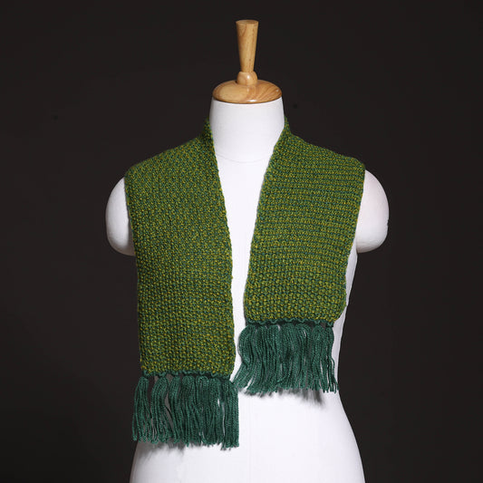 Green - Kumaun Hand-Knitted Woolen Muffler (47 in)