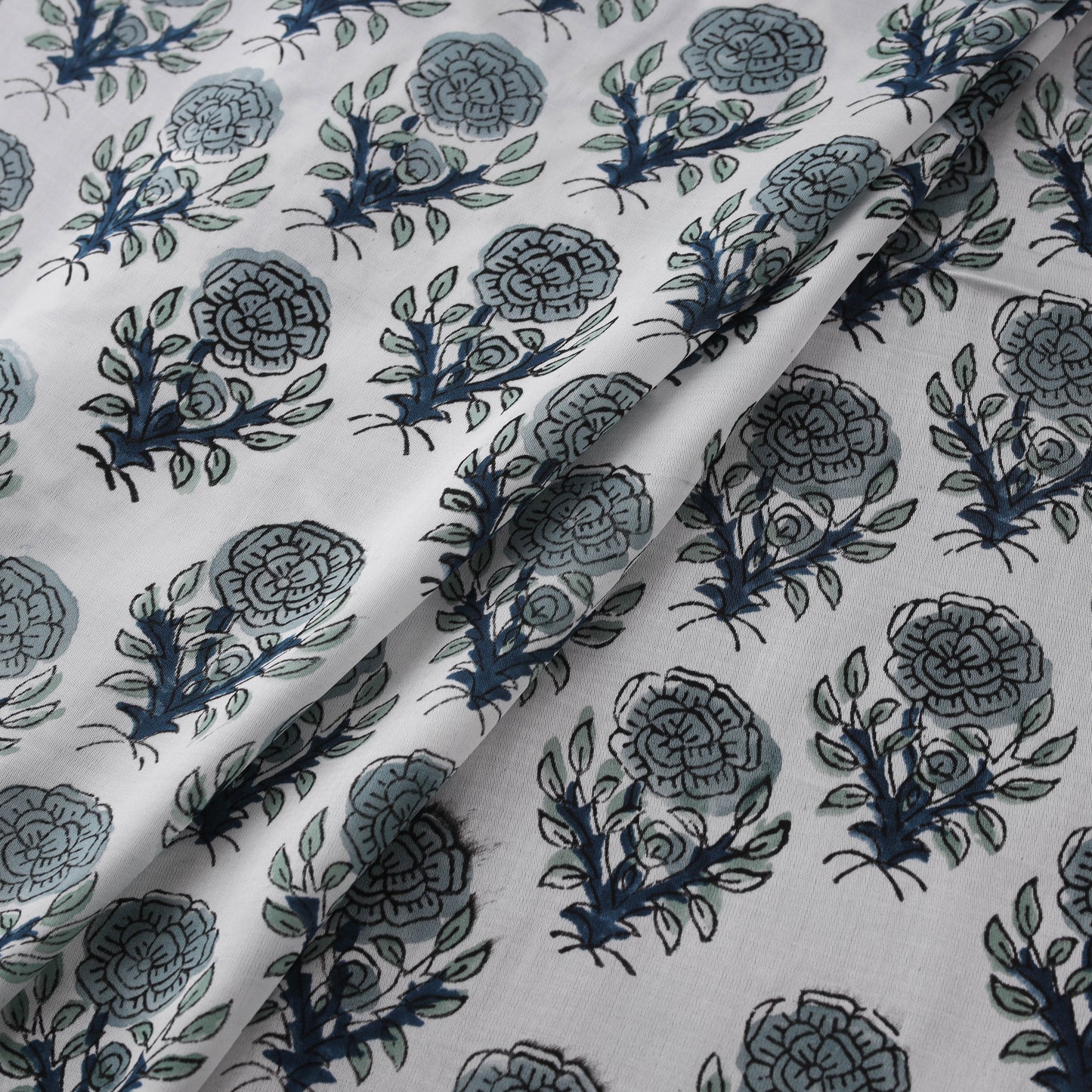Sanganeri Floral Hand Block Print Modal Silk Fabric 06