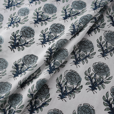 Sanganeri Floral Hand Block Print Modal Silk Fabric 06