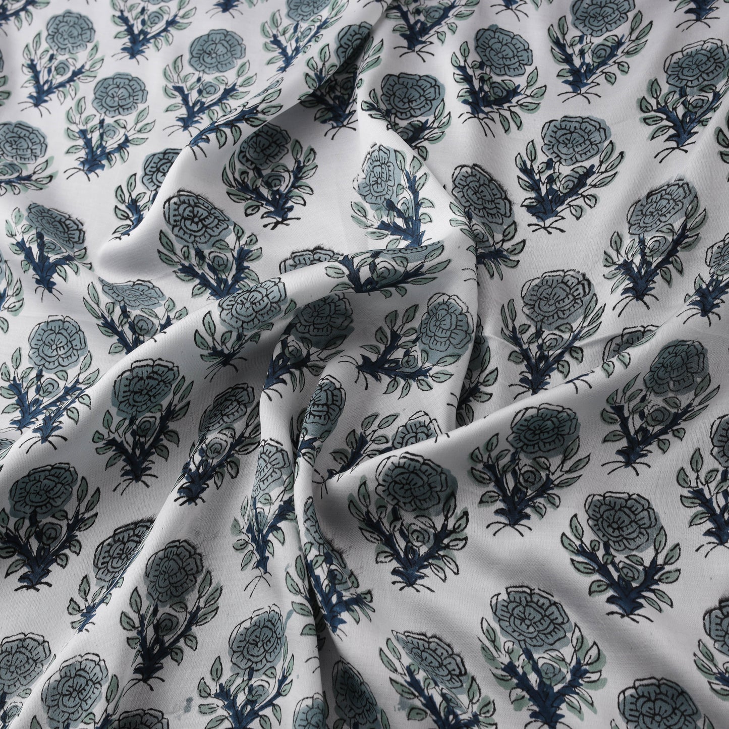 Sanganeri Floral Hand Block Print Modal Silk Fabric 06