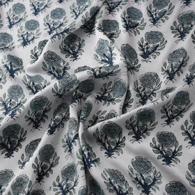 Sanganeri Floral Hand Block Print Modal Silk Fabric 06