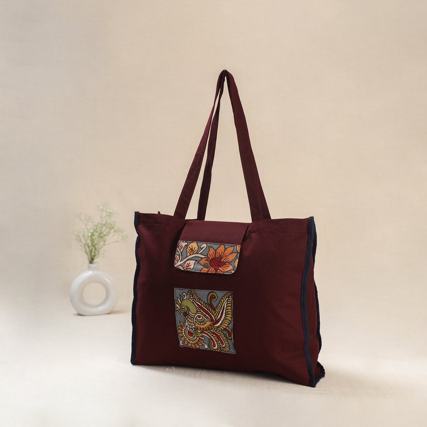 Maroon - Srikalahasti Handpainted Kalamkari Shoulder Bag 54