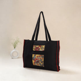 Black - Srikalahasti Handpainted Kalamkari Shoulder Bag 55