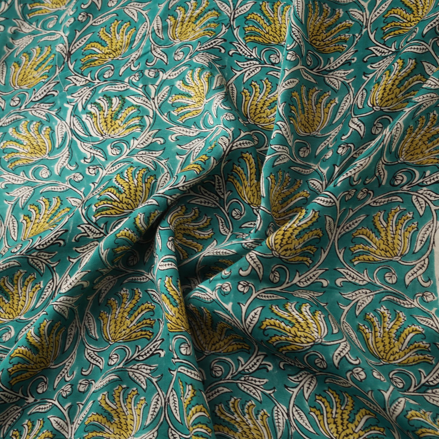 Sanganeri Floral Hand Block Print Modal Silk Fabric 05