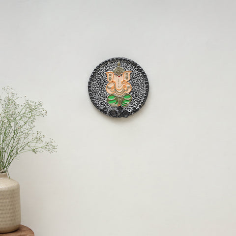 Ganesha - handpainted clay art wall frame 04 - handcrafted
