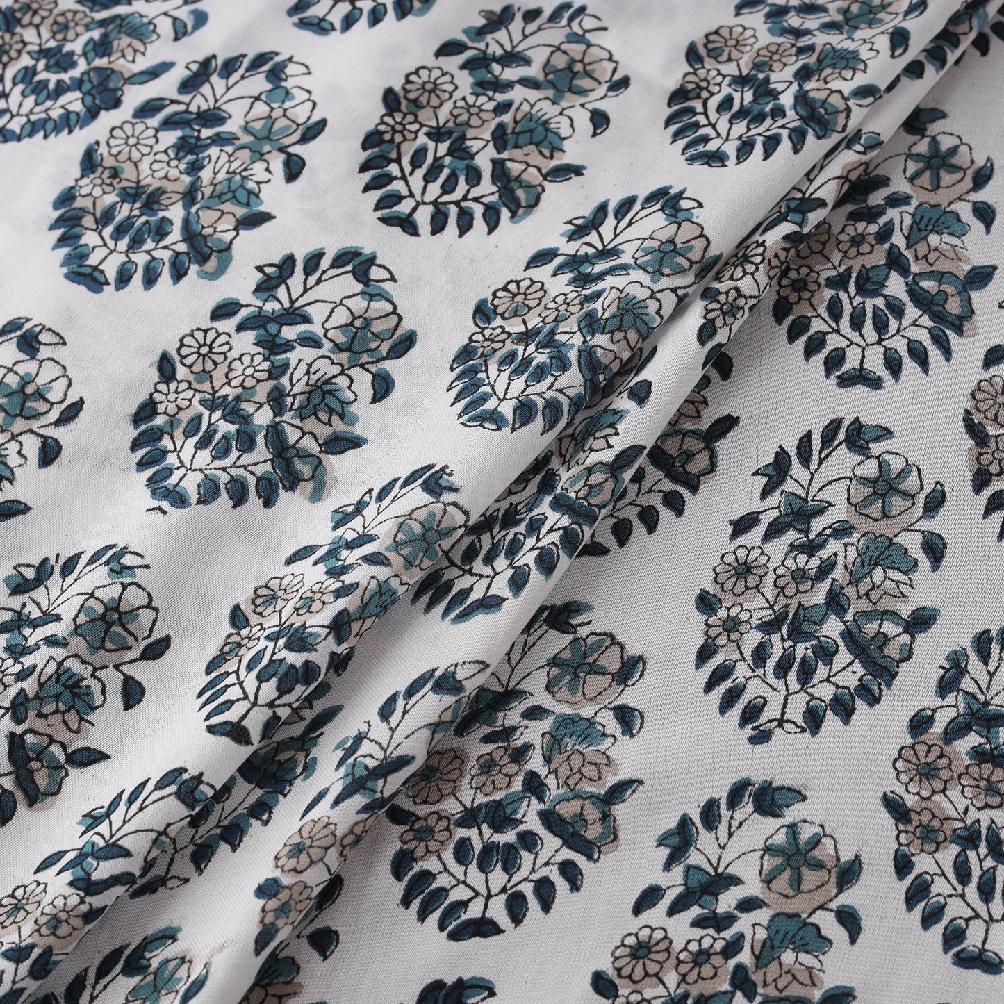 Sanganeri Floral Hand Block Print Modal Silk Fabric 04