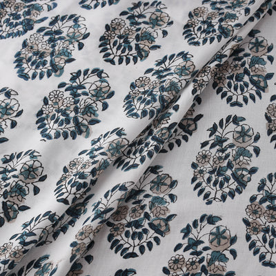 Sanganeri Floral Hand Block Print Modal Silk Fabric 04