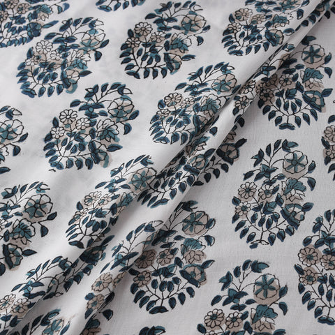 Sanganeri Floral Hand Block Print Modal Silk Fabric 04