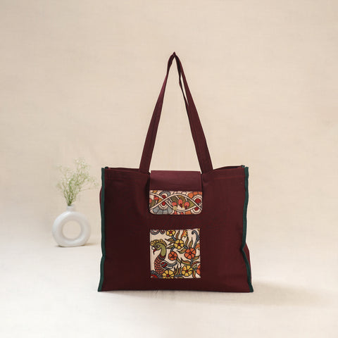 Maroon - Srikalahasti Handpainted Kalamkari Shoulder Bag 57