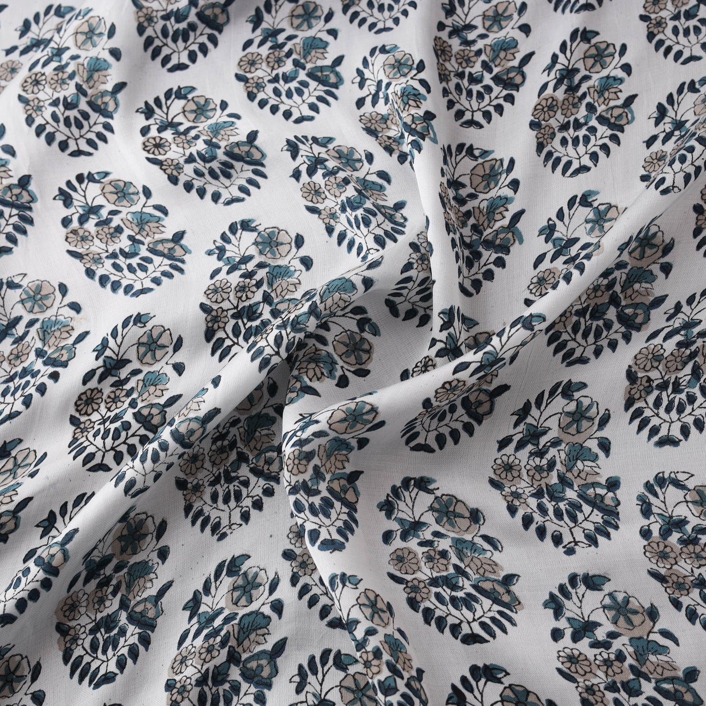 Sanganeri Floral Hand Block Print Modal Silk Fabric 04