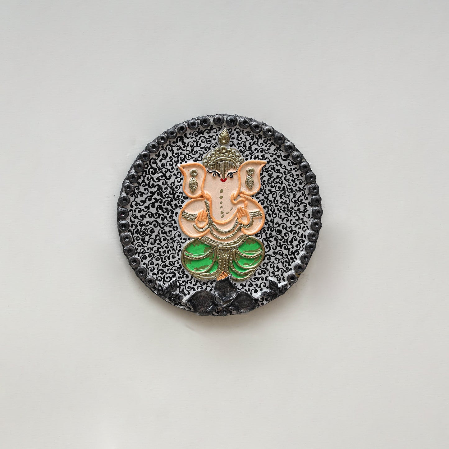 Ganesha - handpainted clay art wall frame 04 - handcrafted