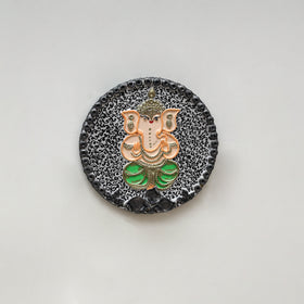 Ganesha - handpainted clay art wall frame 04 - handcrafted