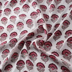 Sanganeri Floral Hand Block Print Modal Silk Fabric 03