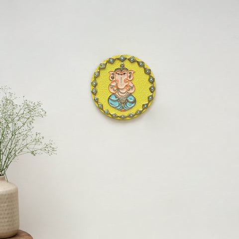 Ganesha - handpainted clay art wall frame 05 - handcrafted