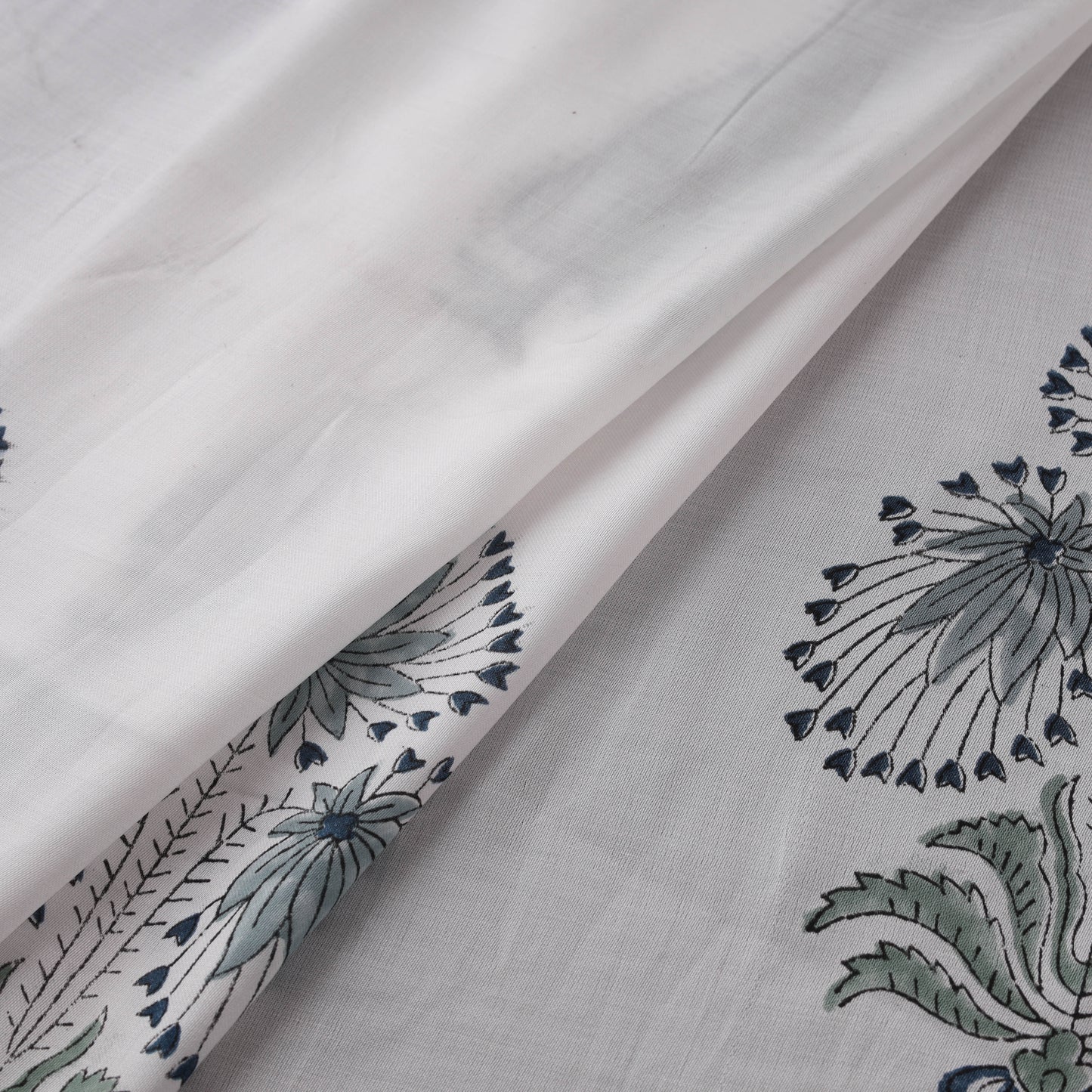 Sanganeri Floral Hand Block Print Modal Silk Fabric 02