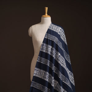 Blue - Hand Block Batik Print Cotton Fabric 08