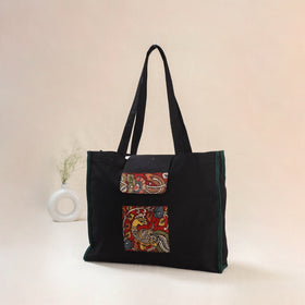 Black - Srikalahasti Handpainted Kalamkari Shoulder Bag 58