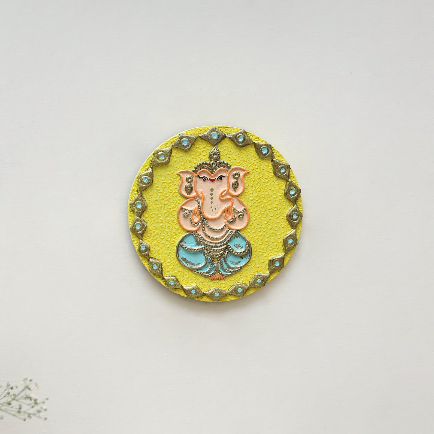 Ganesha - handpainted clay art wall frame 05 - handcrafted
