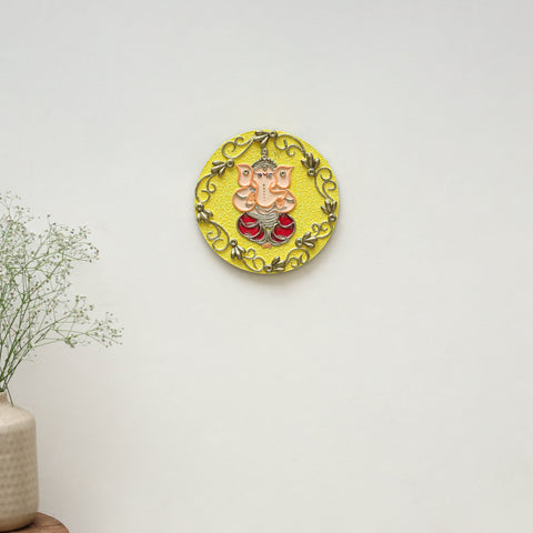 Ganesha - handpainted clay art wall frame 06 - handcrafted