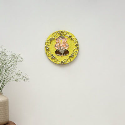 Ganesha - handpainted clay art wall frame 07 - handcrafted