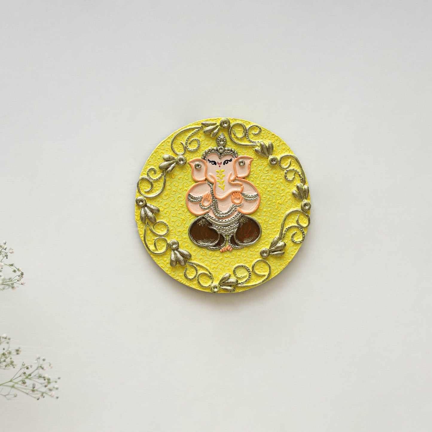 Ganesha - handpainted clay art wall frame 07 - handcrafted