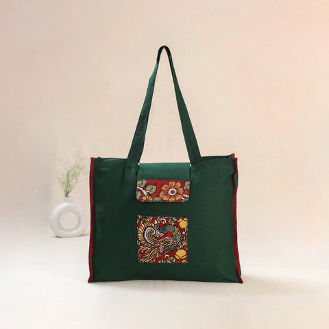 Green - Srikalahasti Handpainted Kalamkari Shoulder Bag 60