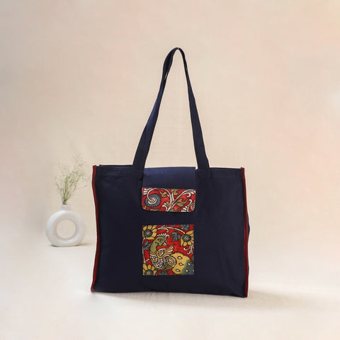 Blue - Srikalahasti Handpainted Kalamkari Shoulder Bag 61