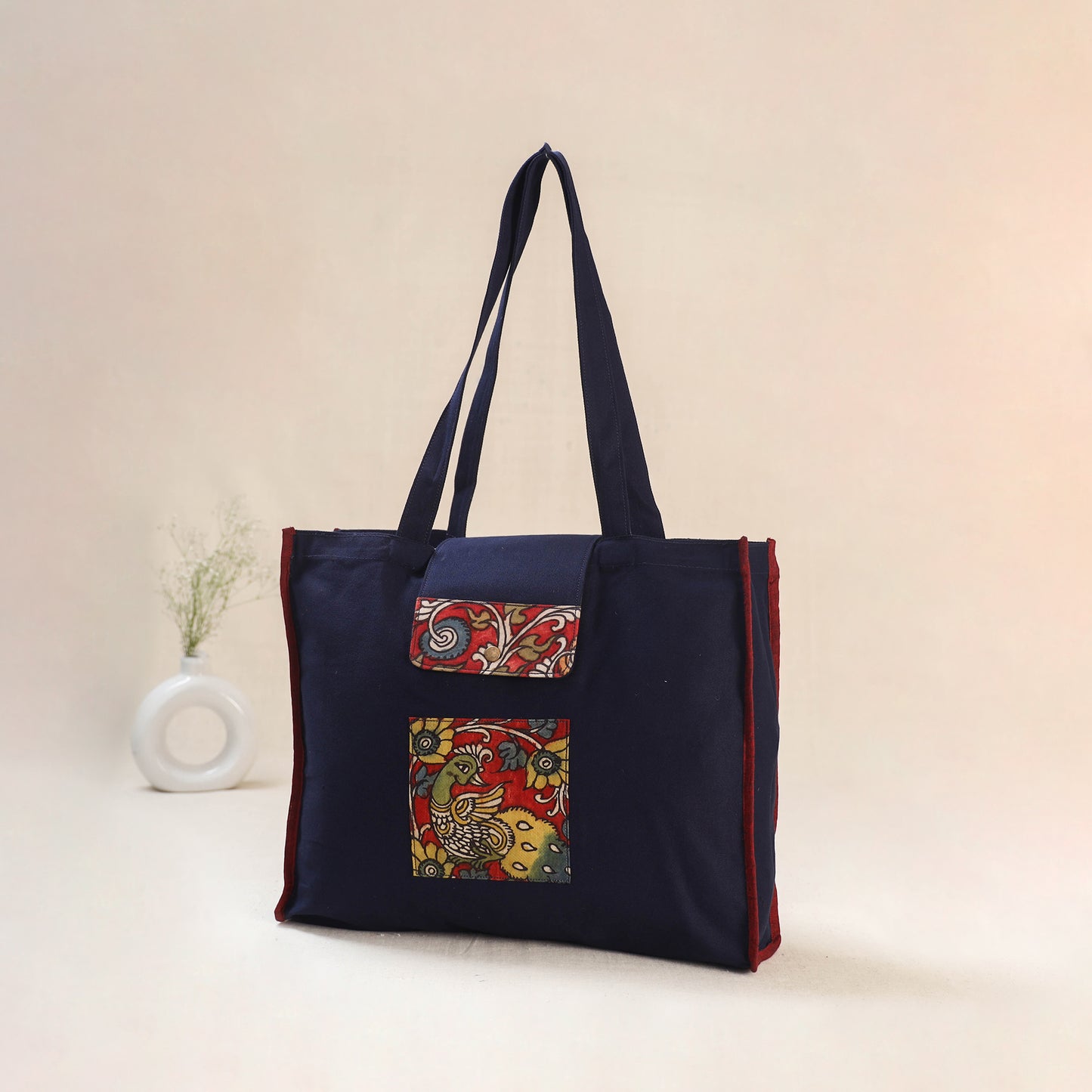 Blue - Srikalahasti Handpainted Kalamkari Shoulder Bag 61
