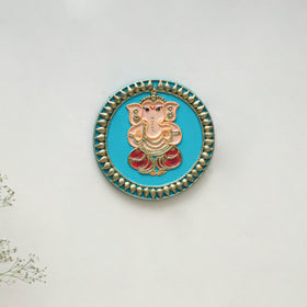 Ganesha - handpainted clay art wall frame 09 - handcrafted