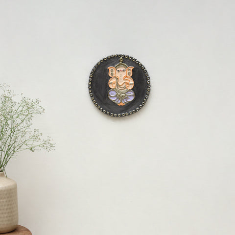 Ganesha - handpainted clay art wall frame 13 - handcrafted