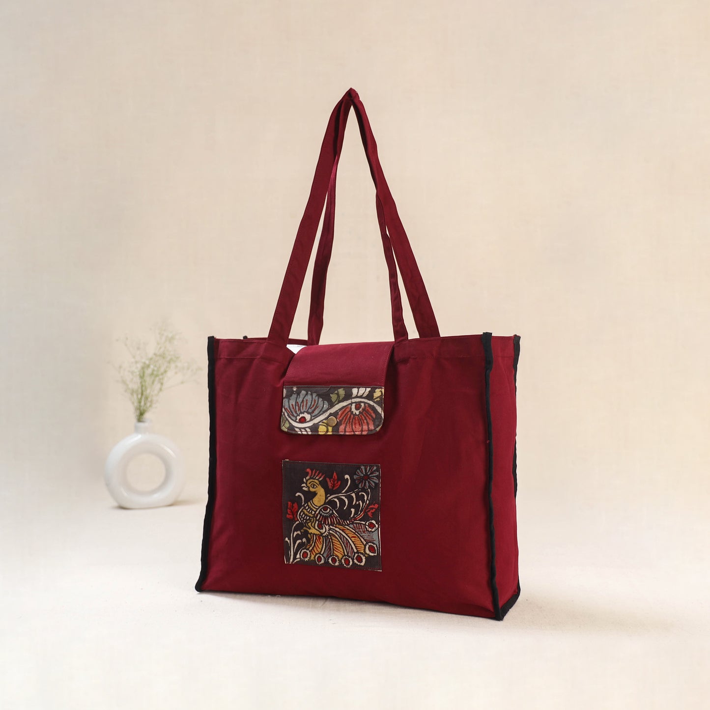 Red - Srikalahasti Handpainted Kalamkari Shoulder Bag 66