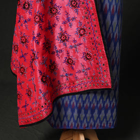 Pochampally Ikat Woven 2pc Cotton Unstitched Dress Material Kurta Set with Jewellery 12