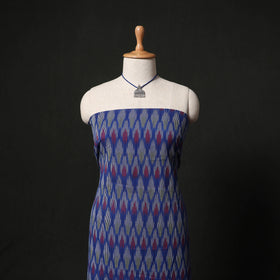 Pochampally Ikat Woven 2pc Cotton Unstitched Dress Material Kurta Set with Jewellery 12