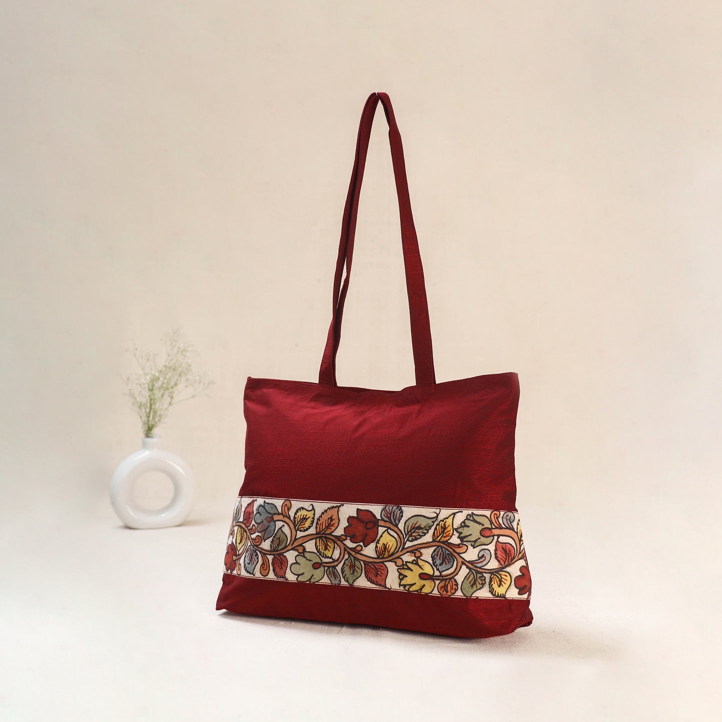 Red - Srikalahasti Kalamkari Handpainted Shoulder Bag 02