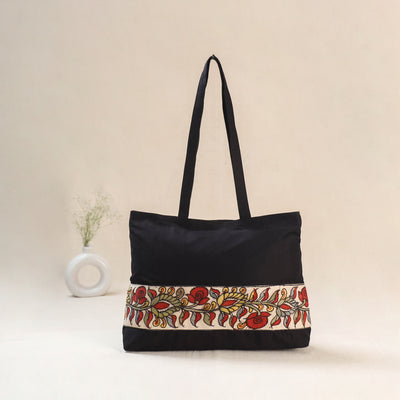 Black - Srikalahasti Kalamkari Handpainted Shoulder Bag 03