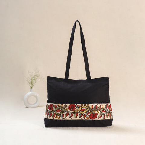 Black - Srikalahasti Kalamkari Handpainted Shoulder Bag 03