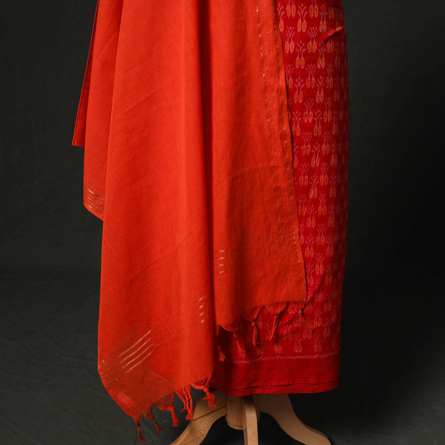 Sambalpuri Ikat Woven 2pc Cotton Unstitched Dress Material Kurta Set with Jewellery 13