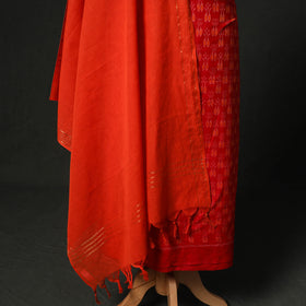 Sambalpuri Ikat Woven 2pc Cotton Unstitched Dress Material Kurta Set with Jewellery 13