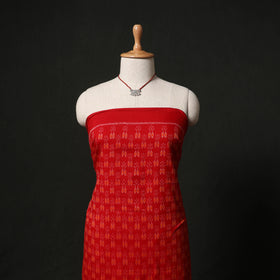 Sambalpuri Ikat Woven 2pc Cotton Unstitched Dress Material Kurta Set with Jewellery 13