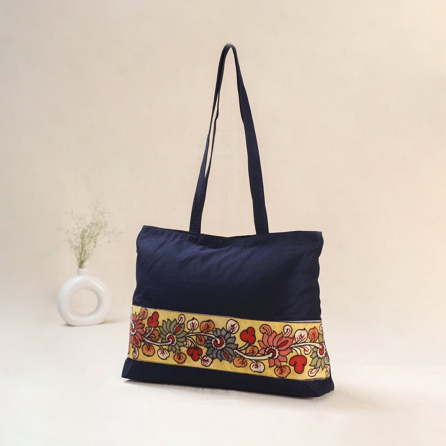 Blue - Srikalahasti Kalamkari Handpainted Shoulder Bag 04