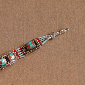 Blue - ethnic tribal tibetan metal bracelet from himalaya