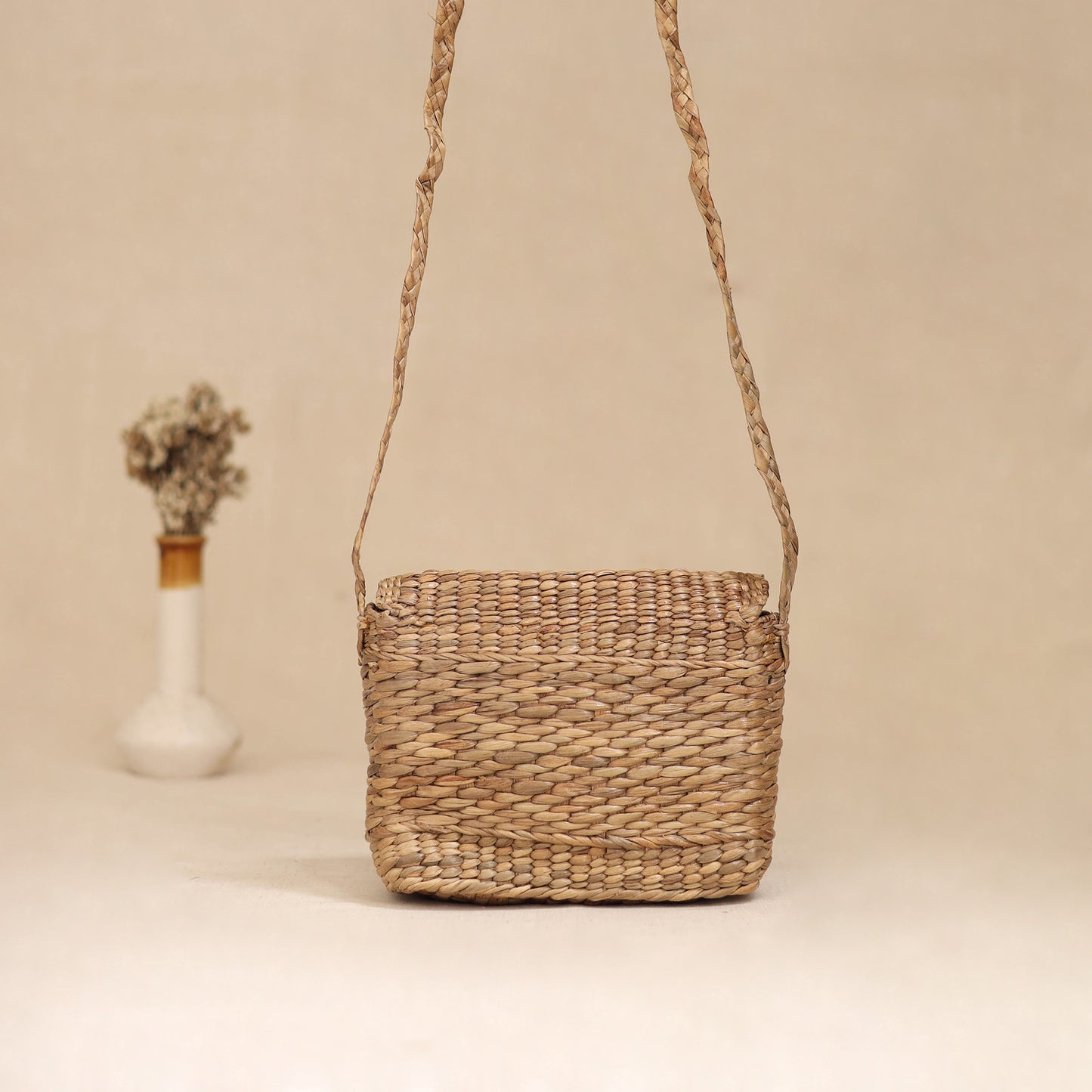 Handcrafted Natural Water Hyacinth Hand Embroidered Sling Bag 01