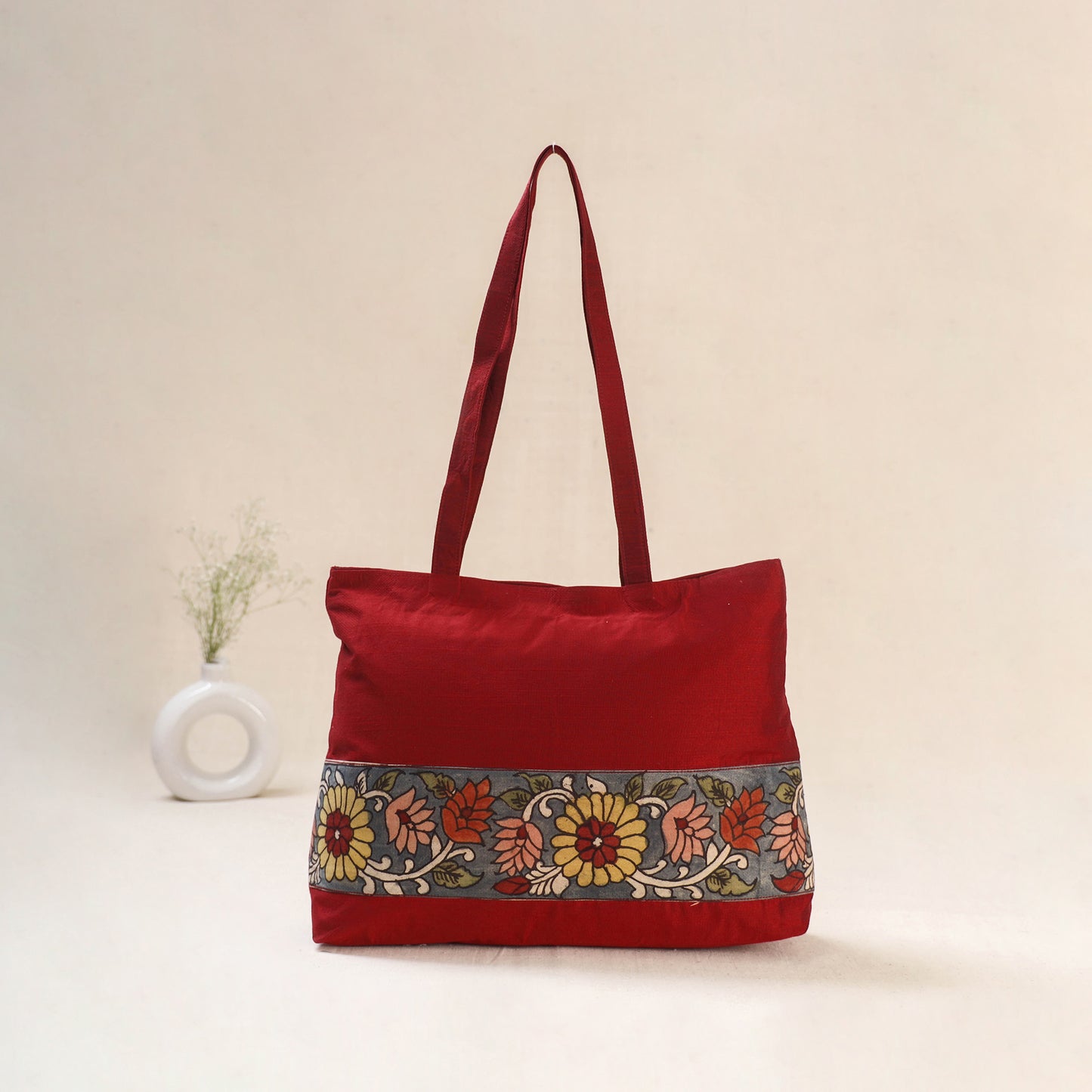 Red - Srikalahasti Kalamkari Handpainted Shoulder Bag 05
