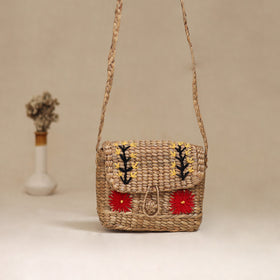 Handcrafted Natural Water Hyacinth Hand Embroidered Sling Bag 02