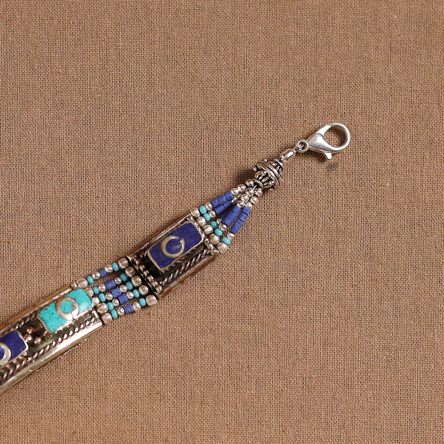 Blue - ethnic tribal tibetan metal bracelet from himalaya